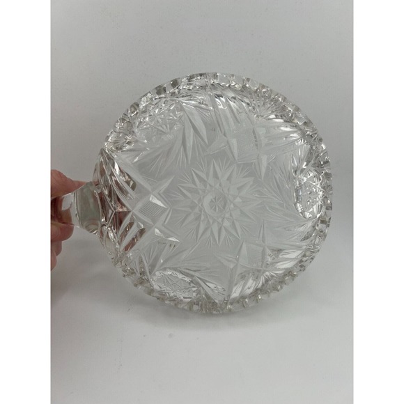 Vintage American Brilliant Cut‎ Crystal Glass Decor Sawtooth Edges Handled Nappy - Picture 3 of 6